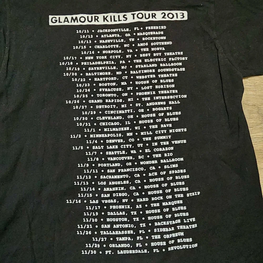 Mayday Parade Glamour Kills Tour 2013 Concert T-Shirt Mens Black S Man Overboard